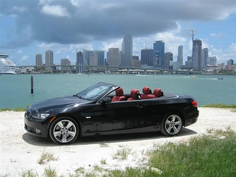 2007 BMW 335i Convertible Black Sapphire Metallic / Coral Red / Gray Poplar