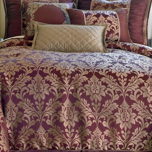 Chris Madden Burgundy Wine Queen Comforter Set New 4 PC
