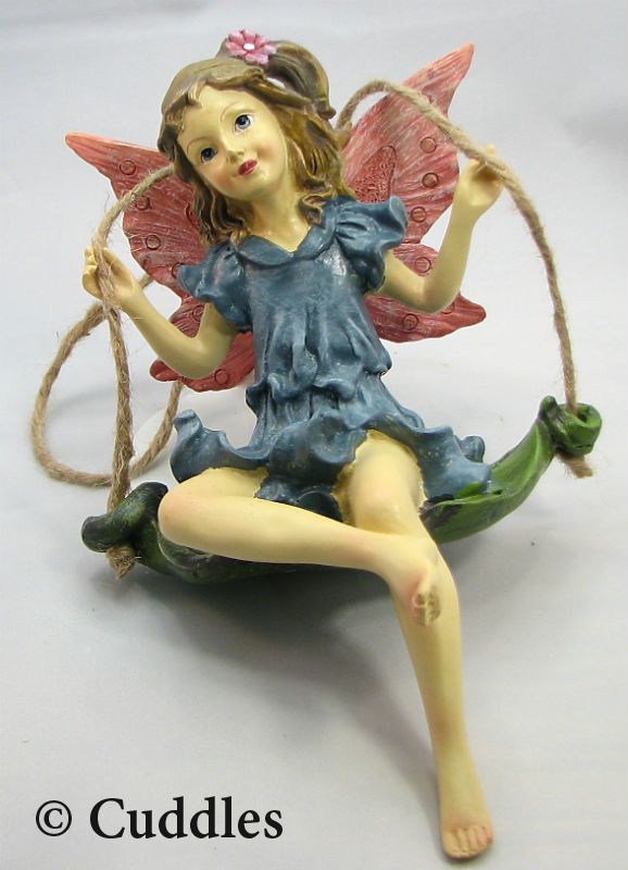 fairy on a swing garden ornament