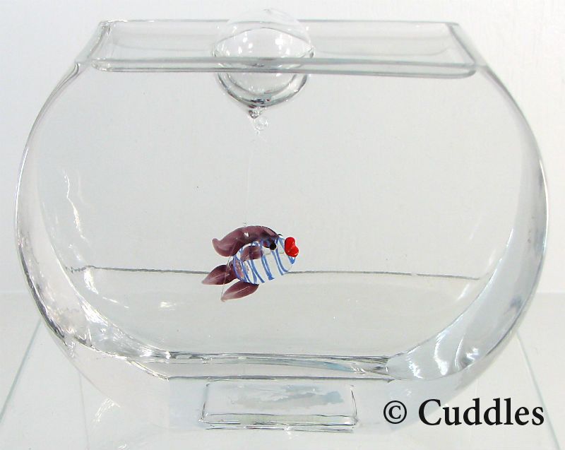 Goldfish Blown Glass Gold Fish Ganz Clear Floating Aquarium Bowl Sea