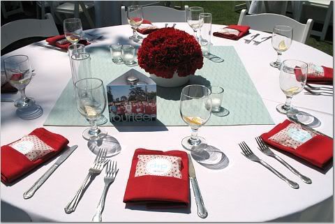 Aqua and Red Tablesetting