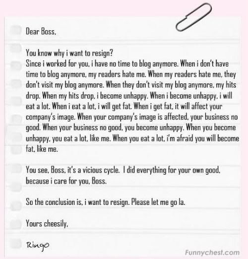 funny resignation letter. is ridiculously funny!