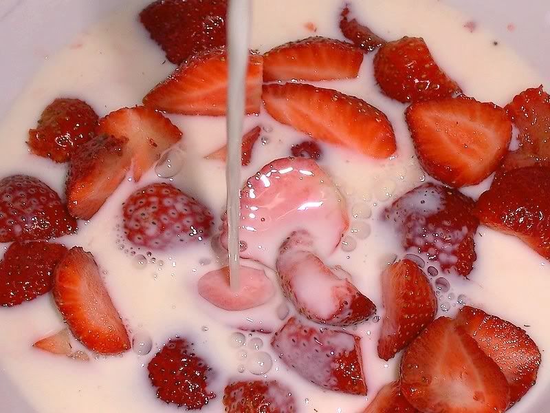 strawberries and milk