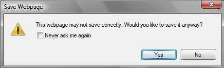 Method to save a webpage even if you see this dialog.