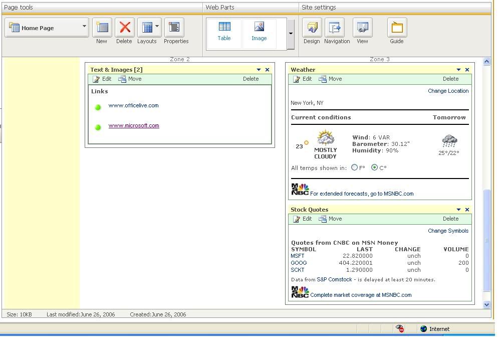 Microsoft Office Live Page Editor