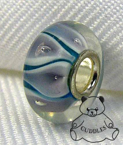 Angel Tears European Charm Bauble Lulu Bead Lampwork Glass Rhodium 