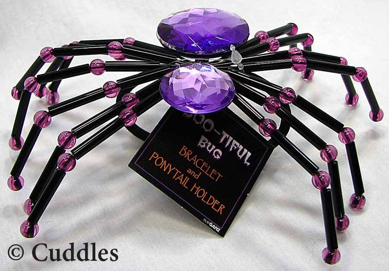 Spider Bracelet Pony Tail Holder Bug Purple Halloween Jewelry Fun Fashion New