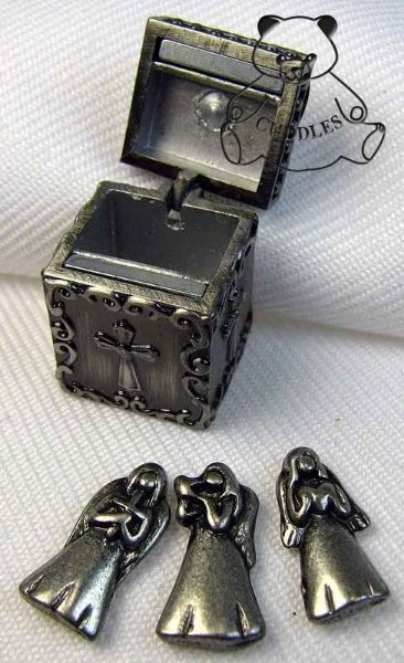 Prayer Box & Charms Angel Ganz Metal Religious Heart Cross Bird Peace 